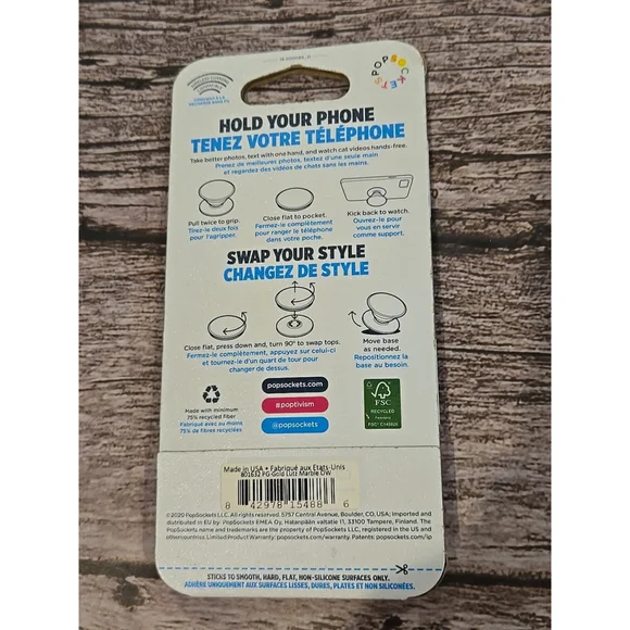 PopSocket Cell Phone Grip Gold Lutz Marble POPGRIP PopSockets Swapable Top (194) - Picture 2 of 2